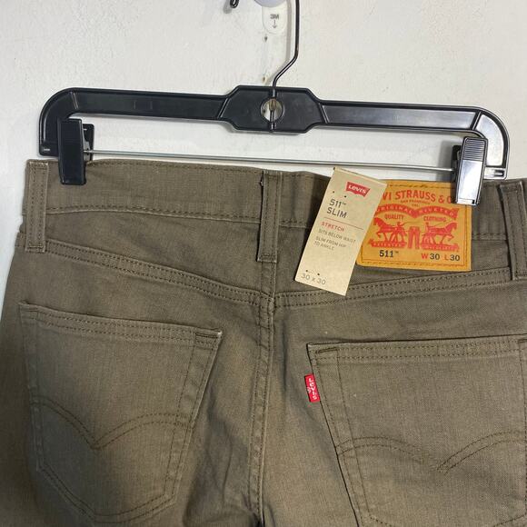 Levi’s 511 Jeans Men’s Olive Green Slim Fit 30x30 Stretch Denim Classic Grunge - Picture 7 of 7